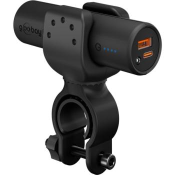 goobay Bike-Powerbank 5.0 (schwarz, 5.000 mAh, Power Delivery, Quick Charge)