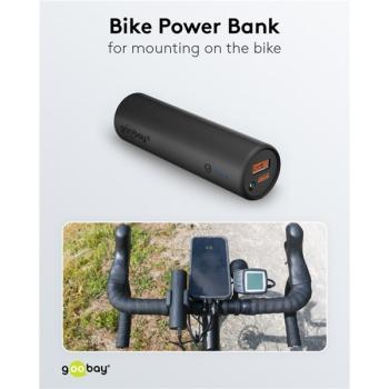 goobay Bike-Powerbank 5.0 (schwarz, 5.000 mAh, Power Delivery, Quick Charge)