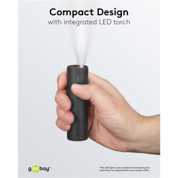 goobay Bike-Powerbank 5.0 (schwarz, 5.000 mAh, Power Delivery, Quick Charge)