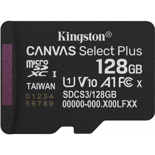 Kingston Canvas Select Plus 128 GB MicroSDXC, Speicherkarte (schwarz, UHS-I U1, Class 10, V10)