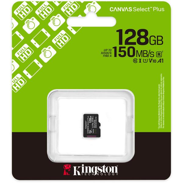 Kingston Canvas Select Plus 128 GB MicroSDXC, Speicherkarte (schwarz, UHS-I U1, Class 10, V10)