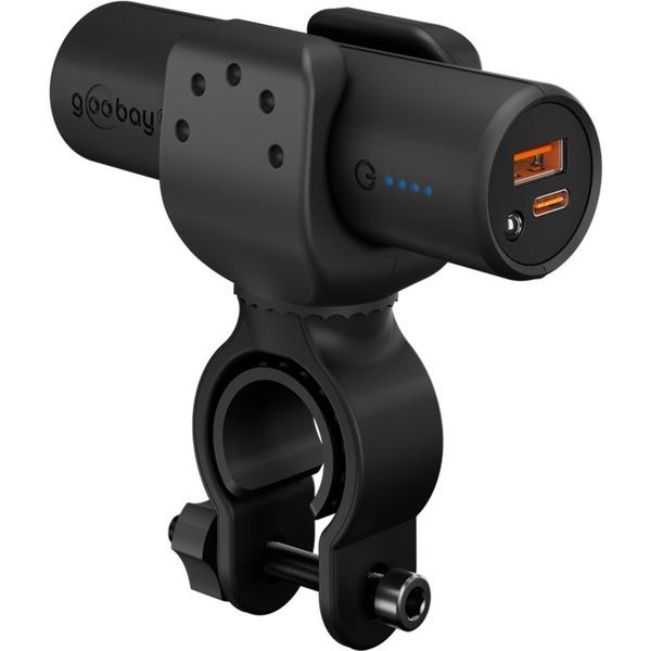 goobay Bike-Powerbank 5.0 (schwarz, 5.000 mAh, Power Delivery, Quick Charge)