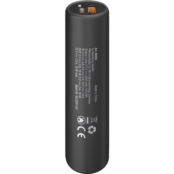 goobay Bike-Powerbank 5.0 (schwarz, 5.000 mAh, Power Delivery, Quick Charge)