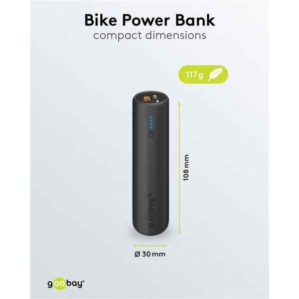 goobay Bike-Powerbank 5.0 (schwarz, 5.000 mAh, Power Delivery, Quick Charge)